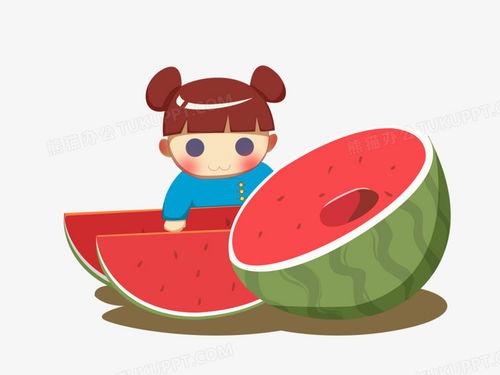 娃娃画画吃瓜图片,趣味横生的夏日风情
